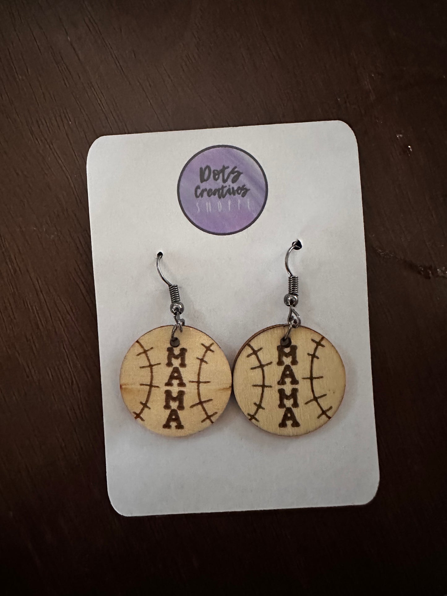 Baseball Mama - Wooden Earrings