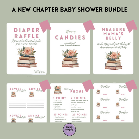 A New Chapter Themed Baby Shower Bundle - DIGITAL DOWNLOAD (Print Available)