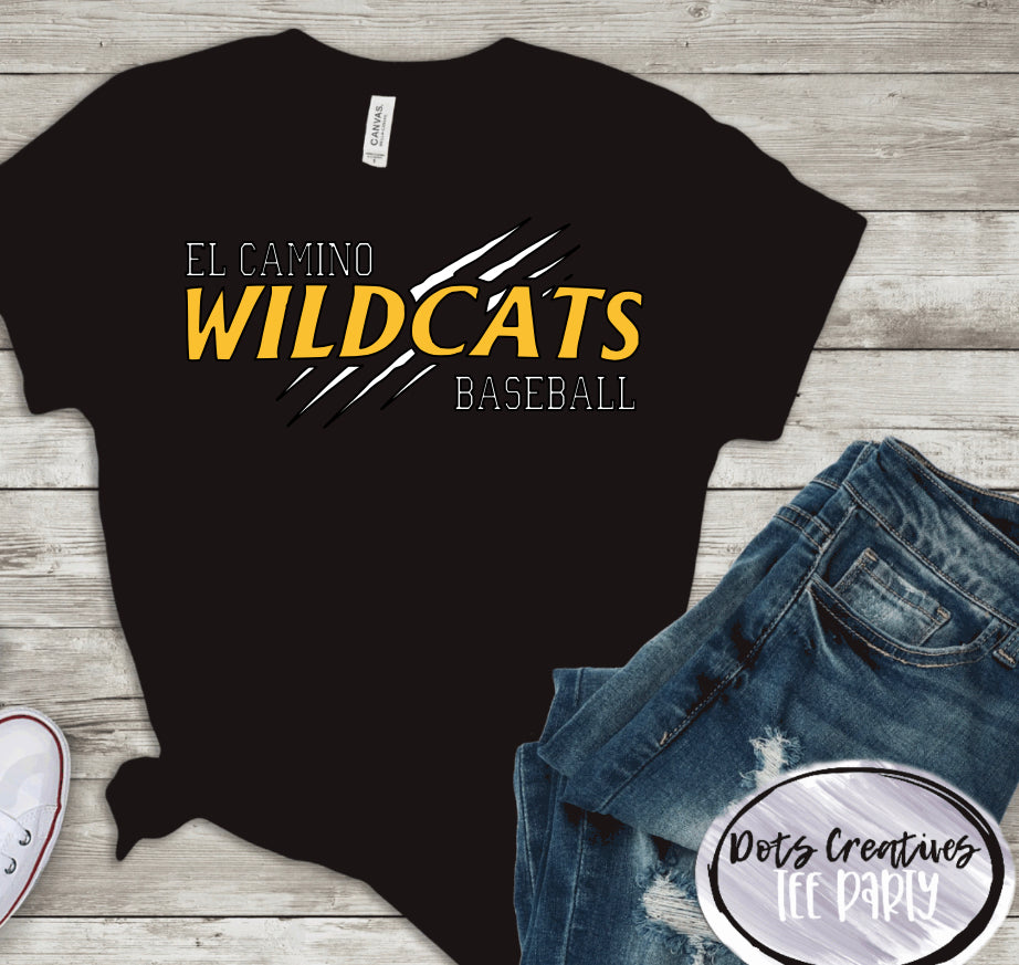 El Camino WILDCATS Baseball - Choose T-Shirt, Crewneck, or Hoodie from “Style” Drop-Down menu